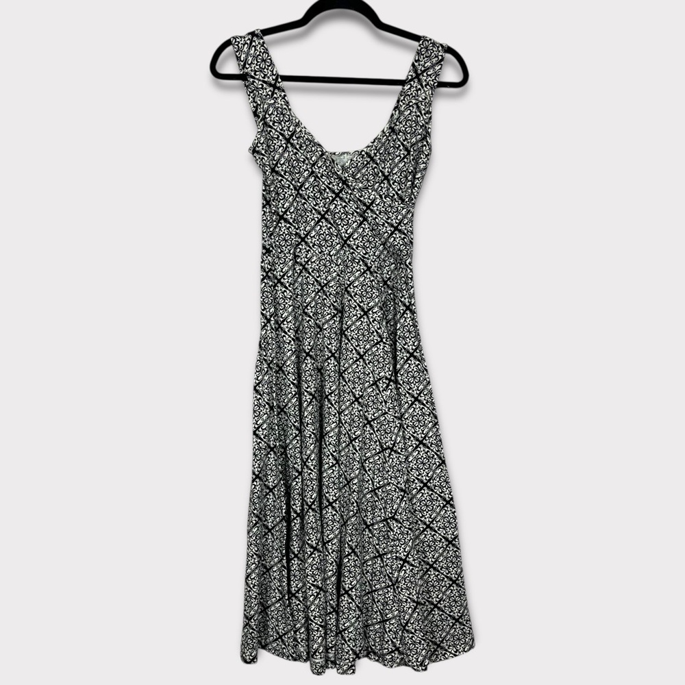 Effie’s Heart Faux Wrap Maxi Dress Medium Geometric Print Boho Full Skirt